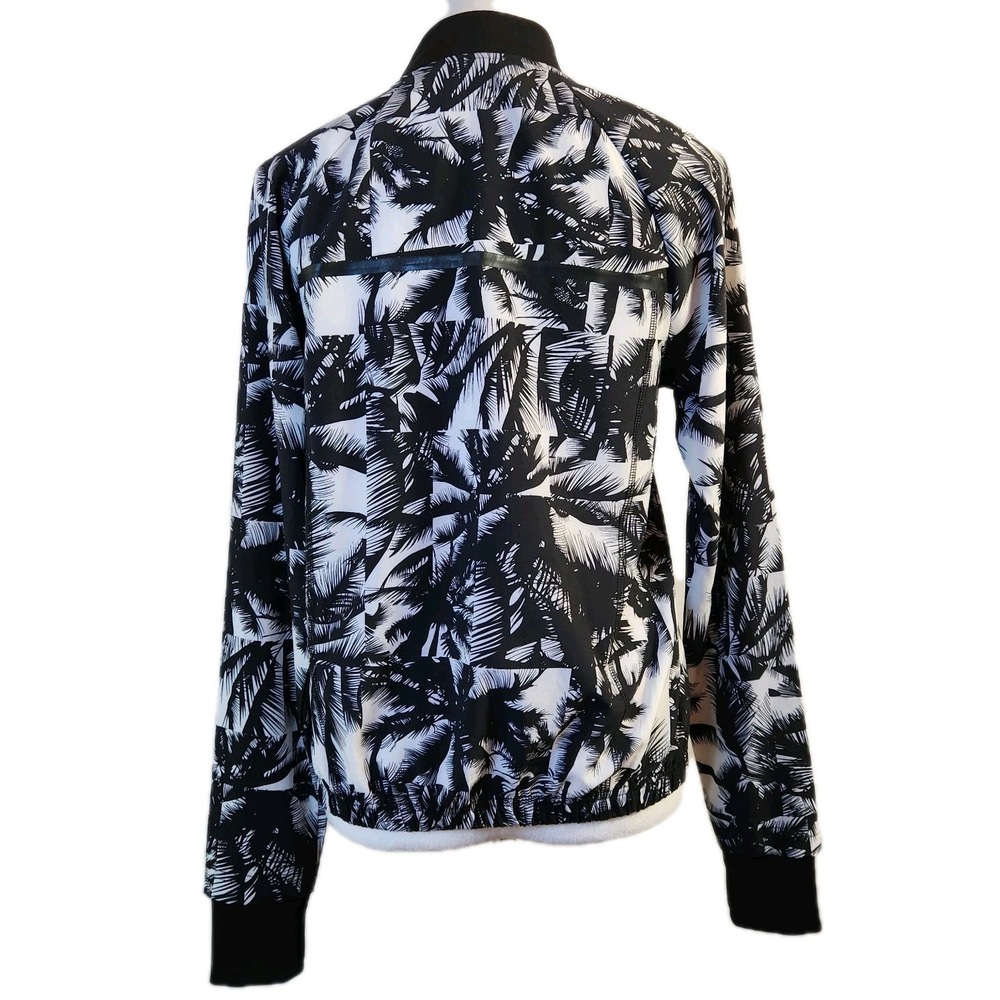 Fabletics Diana Bomber Jacket Womens Small Black & White Malibu Leaf Print Top - Picture 5 of 16